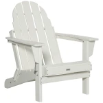 Outsunny Adirondack tuinstoel, opvouwbaar, weerbestendig, comfortabel, perfect voor balkon of tuin, 75 x 85 x 93 cm, wit | Aosom.nl