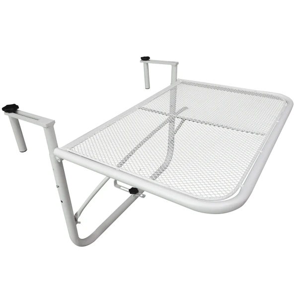 Outsunny Balkon hangtafel, praktisch en ruimtebesparend, hoogte verstelbaar, rechthoekig ontwerp, weerbestendig, 60 x 40 x 60-90 cm, grijs | Aosom.nl