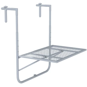 Outsunny Balkonhangtafel opklapbaar 4-voudig verstelbare hangtafel van metaal, weerbestendig balkontafel 60x40 cm Grijs