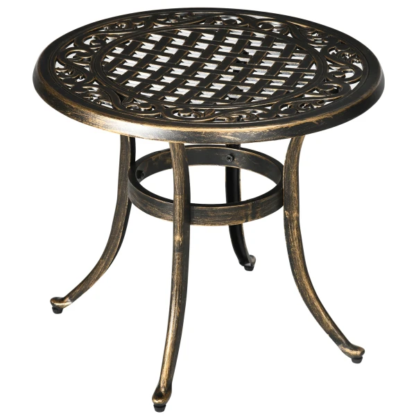 Outsunny Bijzettafel tuin weerbestendige tuintafel met gietaluminiumframe, rond 60kg belastbaar Ø60x52,5H cm
