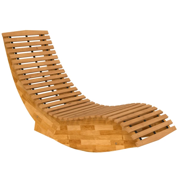 Outsunny Ligstoel van acaciahout inklapbaar ergonomisch tuinligstoel met S-vorm lattenontwerp 60 x 156 x 77 cm