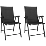 Outsunny Set van 2 opvouwbare tuinstoelen met hoge rugleuning en armleuningen, staal Texteline, zwart 58 x 62 x 97 cm