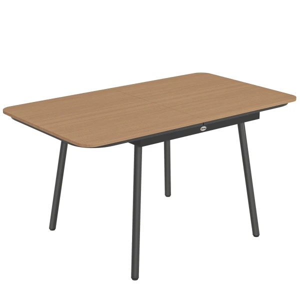Outsunny Tuintafel 140 x 80 cm voor 6 personen roestbestendig buitentafel met WPC-tafelblad verstelbare voeten, Teak