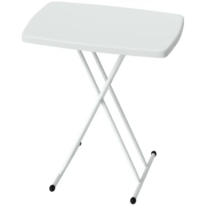 Outsunny Tuintafel, Draagbare buitentafel van kunststof en metaal, Bistrotafel, voor terras, tuin, wit