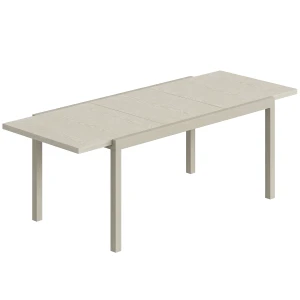 Outsunny Uitschuifbare Tuintafel 154/214 x 85 cm Aluminium Eettafel voor 8-10 Personen met Houtlook Lichtgrijs