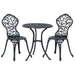 Outsunny bistroset, 3-delig weerbestendig, onderhoudsvriendelijk, eenvoudig te monteren, 60 x 60 x 65 cm, modern design tot 120 kg, zwart | Aosom.nl