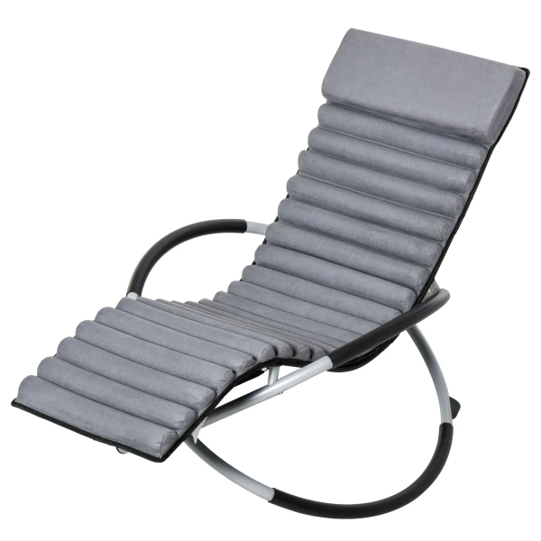 Outsunny schommelstoel, ergonomisch ontwerp, ligstoel met texteline, weerbestendig en comfortabel, bolvormig, grijs | Aosom.nl