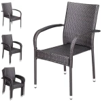 Polyrattan Stapelstoel Comfort Set van 4 kleur Bruin