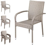 Polyrattan Stapelstoel Comfort Set van 4 kleur Creme