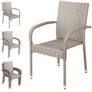 Polyrattan Stapelstoel Comfort Set van 4 kleur Creme