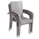 Polyrattan Stapelstoel Comfort Set van 4 kleur Grijs