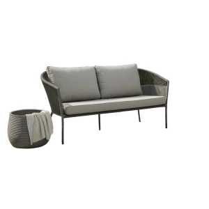 Reims lounge bench 2-seater 173x81x83,5 light grey alu/rope anthracite Eurofar - Eurofar