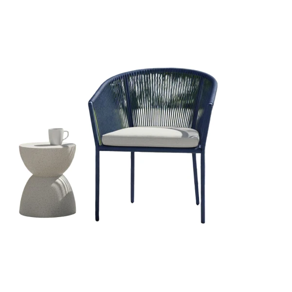 Reims stackable dining chair indigo alu/rope indigo Eurofar - Eurofar
