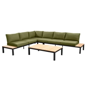 Tori loungeset compleet coffee table aluminium black/teak black/teak/emerald green Yoi - Yoi