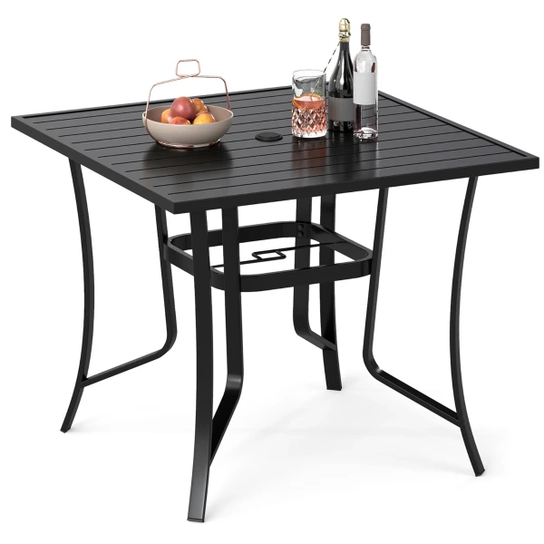 Tuintafel Met Parasolgat En Dop Vierkante Eettafel Voor Terrassen En Tuinen 91x91 cm