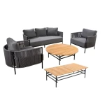 Umi loungeset compleet Ki coffee table Ki side table aluminium black/rope grey Yoi - Yoi