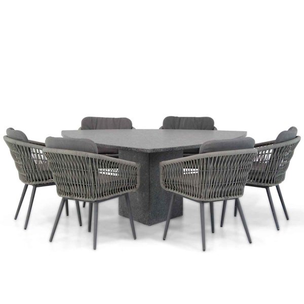 Lifestyle Western/Graniet 170 cm triangel dining tuinset 7-delig