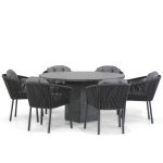 Santika Novita/Graniet 140 cm rond dining tuinset 7-delig