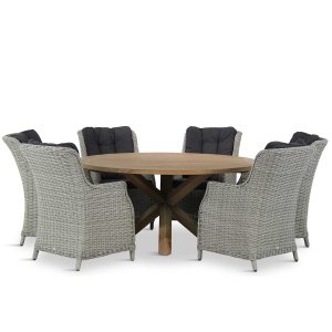 Garden Collections Buckingham/Sand City rond 160 cm dining tuinset 7-delig