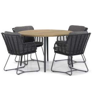 4 Seasons Outdoor Fabrice/Montana 130 cm rond dining tuinset 5-delig