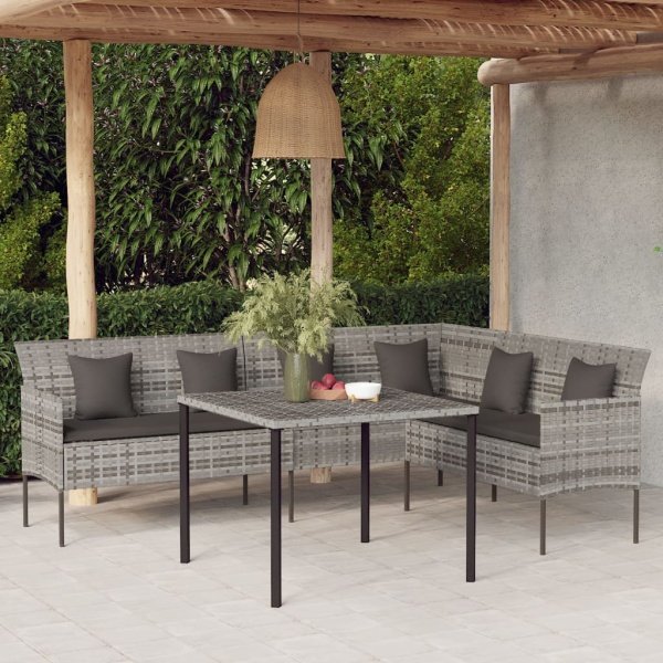 2-delige Tuinset met kussens poly rattan grijs