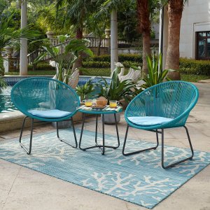 Artistiq Tuinset Pablo 2 stoelen + tafel - Turquoise