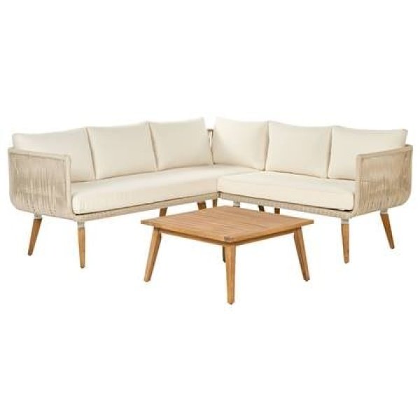 Beliani - ALCAMO - Loungeset voor 5 - Beige - Acaciahout