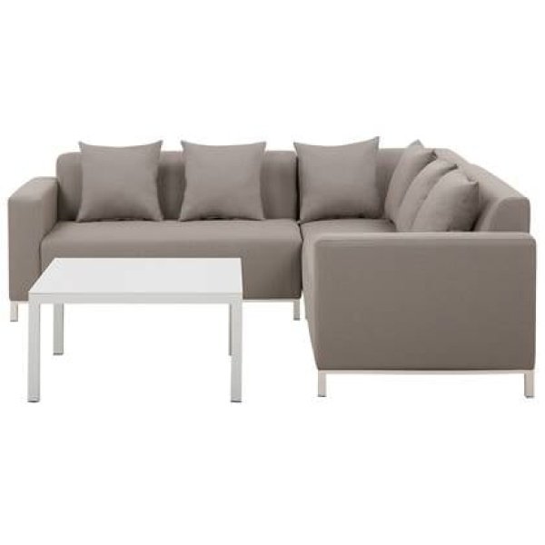 Beliani - BELIZE - Loungeset voor 5 - Beige - Linkszijdig - Polyester