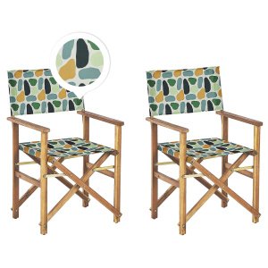 Beliani CINE - Tuinstoel-Groen-Polyester, Acaciahout