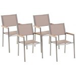 Beliani GROSSETO - Eetkamerstoel-Beige-RVS