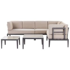 Beliani - RIMA III - Loungeset voor 6 - Beige - Polyester