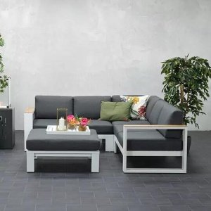 Cube Loungeset Teak White - Garden Impressions