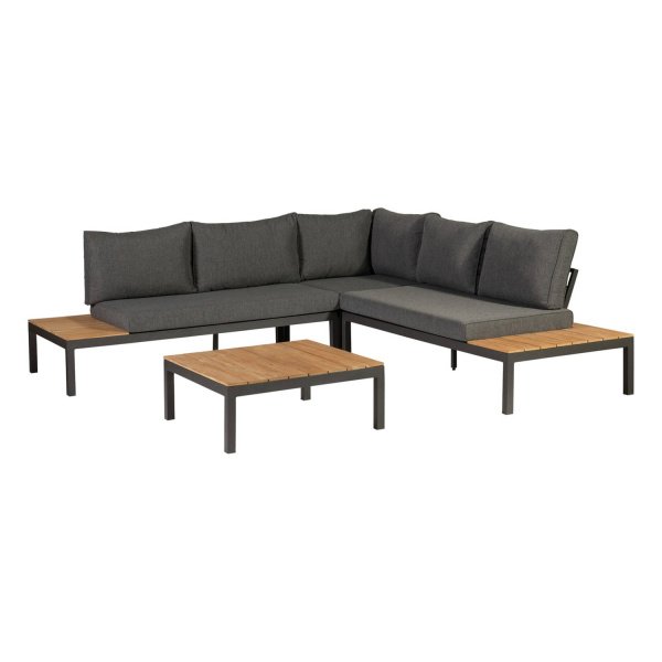 Exotan La Vida loungeset - 4-delig - Antraciet - Teak