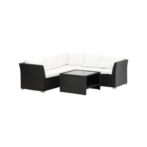 Hioshop Haiti loungeset 2 delen wit,zwart.