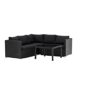 Hioshop Kuba loungeset 2 delen zwart,zwart.