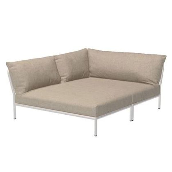 Houe Level2 Cozy Corner loungebank links frame wit stof Papyrus