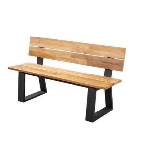 Kaihou backrest bench 175cm. alu black/teak - Yoi