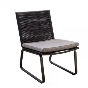 Kome lounge chair alu black/rope black/soil - Yoi