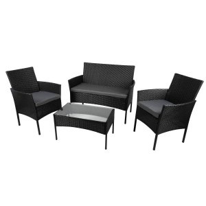 Lifetime Garden Tuinset - Berlijn Loungeset - Tuinstoelen, Loveseat en Tafel - Rotan - Zwart