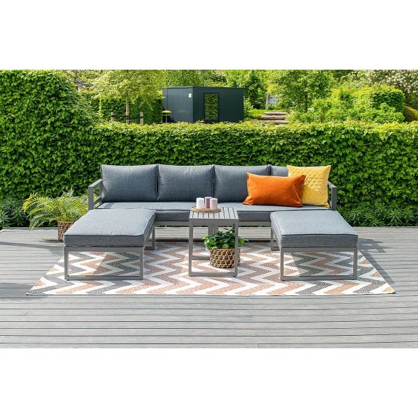 Loungeset Garden Impressions Bretagne 5-delig - carbon black/mystic grey