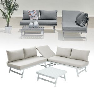 Loungeset Max - 3-4 persoons + luxe kussens & bijzettafel