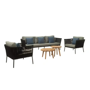 Loungeset Vita Reyna m. 3 zits bank - zwart