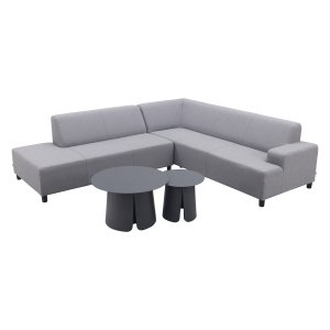 Malaga/Velora antraciet - hoekbank loungeset chaise longue - lichtgrijs