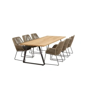 Ramblas tuinset met teak Basso tafel met alu poten | 4 Seasons Outdoor