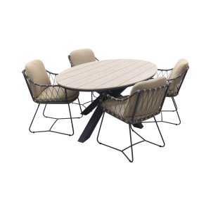 Taste Prego - antraciet / GI Edison 180 x 115 cm. tafel - ovale tuinset