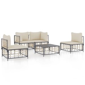 The Living Store Hoekbank Modulaire Loungeset Antraciet - 72x72x66 cm - Weerbestendig materiaal