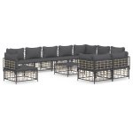 The Living Store Loungeset - Antraciet - Poly rattan - 72x72x66 cm - Weerbestendig