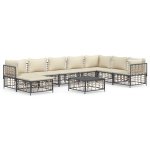 The Living Store Loungeset - Antraciet - Poly rattan - Hoekbank - 72 x 72 x 66 cm - Stevig frame