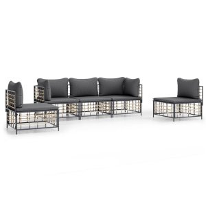 The Living Store Loungeset - Comfort - Tuinmeubelen - 72x72x66 cm - antraciet