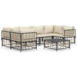 The Living Store Loungeset Hoekbank Antraciet - 72x72x66 cm - Weerbestendig Poly Rattan